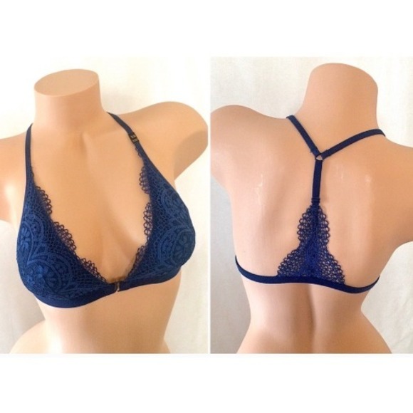 Victoria's Secret Other - Victoria's Secret Bra Size S Lace‎ Wire Free Bralette Triangle Coquette T-Back